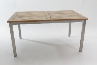 Edelstahl Teak Sitzgruppe Tisch 150x90 cm + 4 Sessel Cornwall 